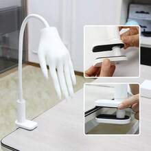 UH01 Upgraded Silicone Nail Practice Hand With Adjustable Flexible Hose And Desktop Clamp, Bendable Realistic Model Hand With Reusable Nail Patches, Fixed Desktop Mount Nail Training Model For Beginner Nail Artists To Practice Acrylic/Gel Nails And Salon Display - White - View 6