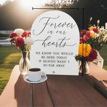 1pc Deeply Remember Those Who Live Forever In Our Hearts Modern White Acrylic Wedding Memorial Sign, Forever In Our Hearts, Event Party Supplies - White - View 2