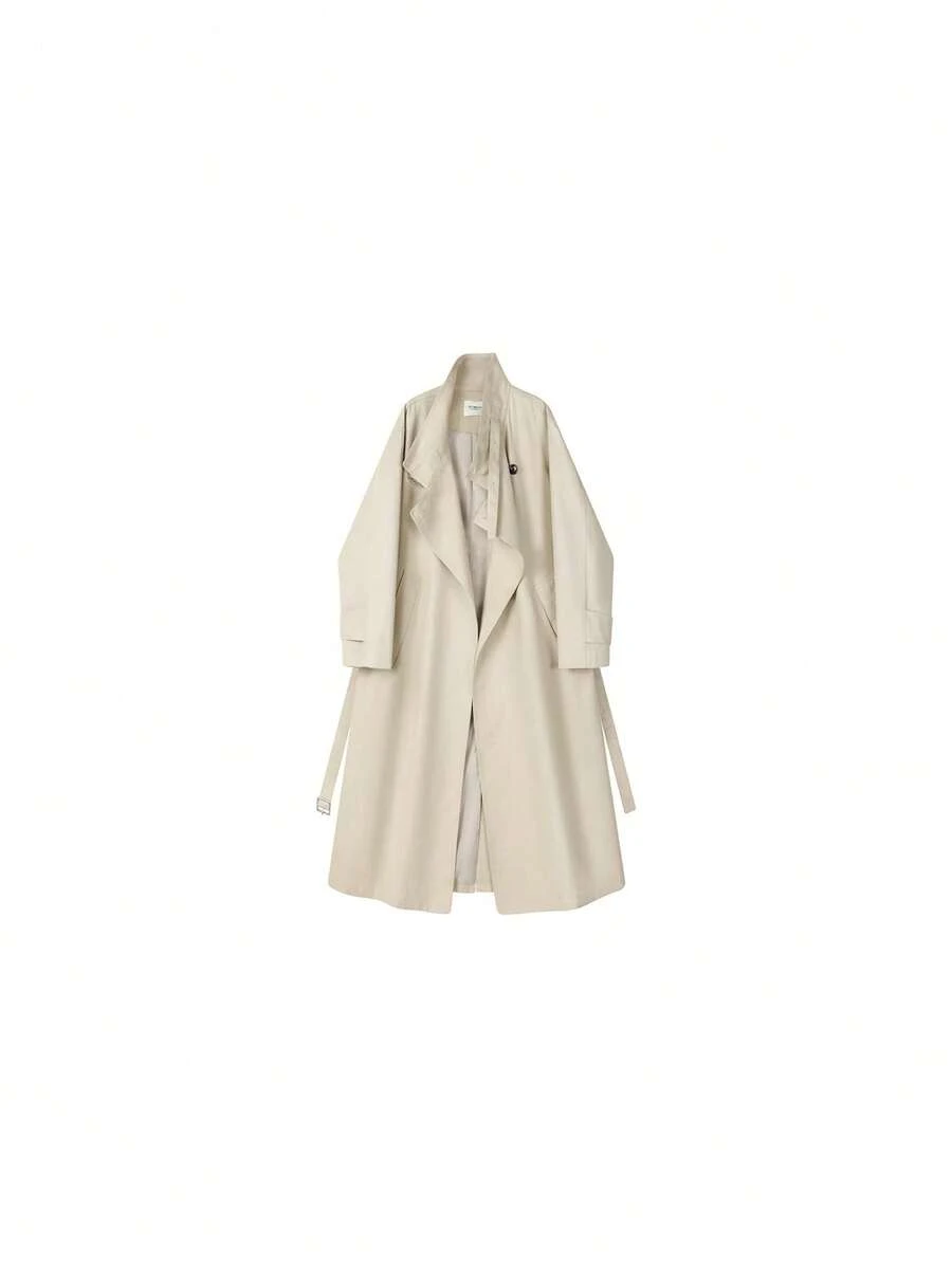 Premium Korean Style Loose Casual Stand Collar Button Coat Jacket, Suitable For Campus, Office, Daily Wear In Spring And Autumn - Apricot - View 1