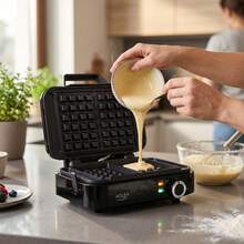 ADLER AD 3065 Waffle Maker 2000W, Double Belgian Waffle Iron With Deep Non-Stick Plates, Adjustable Temperature Control, Cool-Touch Handle, Power And Baking Indicator Lights, Anti-Slip Feet, Upright Storage And Cord Storage For 2 Large Waffles - EU E Type Plug(220-240V) - View 5