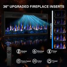 Modern Fireplace TV Stand With 36" Electric Fireplace, And Storage Cabinet With LED Light For TVs Up To 80" - High Gloss Wood Design For Living Room - 查看 3