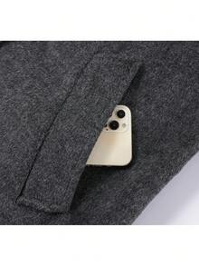 Elegant Slimming Pale Yellow Overcoat With Buttons, Airport Outfit, Evening Date, Daily Wear, Autumn/Winter - Dark Grey - View 5