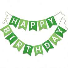 Green Happy Birthday Banner, Green Plant Theme Birthday Party Decoration Hanging Flag, Suitable For Birthday Garland, Room Hanging Decoration, Etc. - Green - View 9