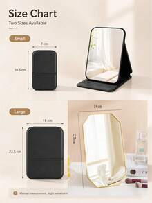 1pc New Foldable Portable High-Definition Makeup Mirror PU Leather Desktop Mirror Set, Suitable For Travel And Daily Use (Size: Large/Extra Large/Super Large) - Black - View 11