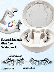 Sibeuna 1 Set Magnetic False Eyelashes Kit, Reusable, No Glue Needed, Upgraded 3D Double Magnetic Lashes, Portable Glue-Free Lashes, Create Natural Makeup Look (Daily Natural Makeup) - Black - View 5
