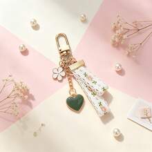 Daisy Keychain Pendant, Creative Key Ring Accessory, Lace Ribbon Key Charm, Can Decorate Earphone Case, Bag; Simple Fresh Style Gift, Suitable For Parents, Graduates And Teachers - A - View 2