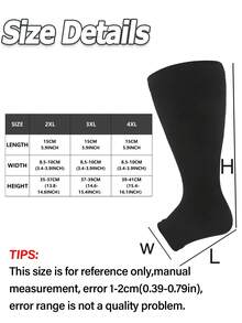 1 Pair Plus Size Open Toe Copper Fiber Compression Socks, Unisex Footless Knee High Support Socks For Travel/Sports, Christmas Gift - Black - View 4
