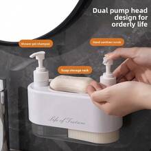 Double Pump Head Soap Dispenser Plastic Detachable Press Soap Dispenser Free Perforation Thickened Shampoo Bottle Restaurant - White 1pc - View 11