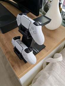 Dudukan Ganda untuk Kontroler Game & Headphone, Pengatur Aksesori Gaming, Tempat Penyimpanan Meja, Perlengkapan Sekolah, Hadiah untuk Guru, Hadiah Halloween dan Natal, Dekorasi Meja Musim Gugur, Rak Display Headset Gamepad untuk Gamer, Pengatur Penyimpanan Gaming Desktop - MultiWarna - View 5