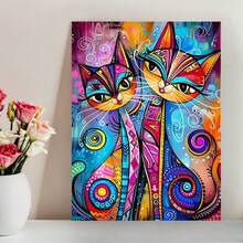 Colorful Abstract Cat Canvas Art Print, 12x16" - Frameless Modern Wall Decor For Living Room, Bedroom, Office, And Bar - A - View 7
