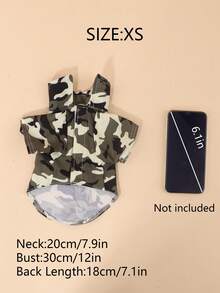 聚酯纖維英式軍綠迷彩寵物毛衣，無彈性，適用於貓狗，適合小型至中型寵物，貓咪用品，夏季上衣（此商品尺寸偏小，建議購買時選擇大 1-2 號） - 軍綠色 - 查看 15