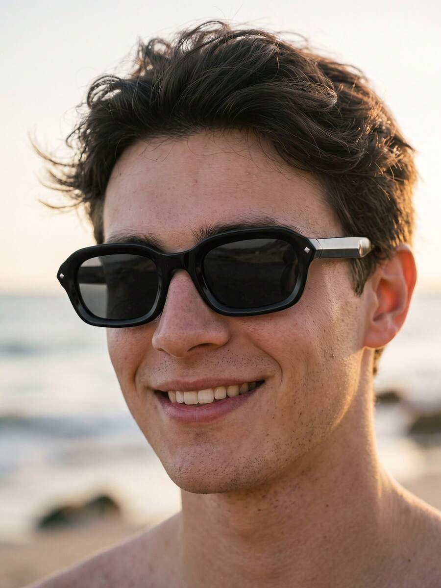 1 Pair Men's Fashion Fashion Glasses, Personalized UV Protection Square Small Frame With Rivet Detail, Street Style Outdoor Driving Cycling Sun Protection Fashion Glasses