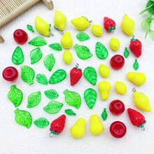 50 hạt acrylic hình lá trái cây nhiều màu làm trang sức DIY, charm cho hoa tai, vòng tay và dây chuyền - Nhiều màu - Xem 5