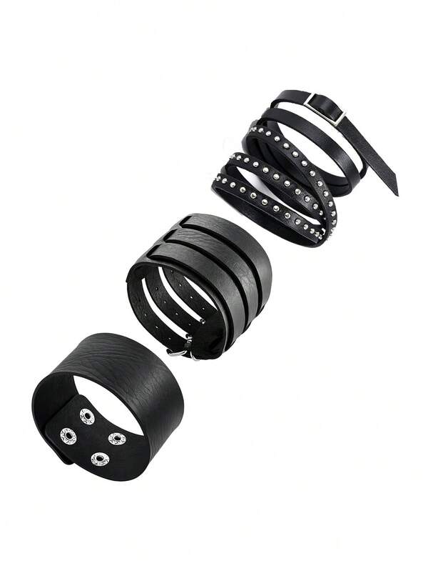 Bracelets de poignet en cuir pour femmes et hommes, bijoux vintage grunge gothique Y2K des années 80 et 90, cadeau pour tenues punk rock, festivals de musique, fêtes à thème, Halloween
