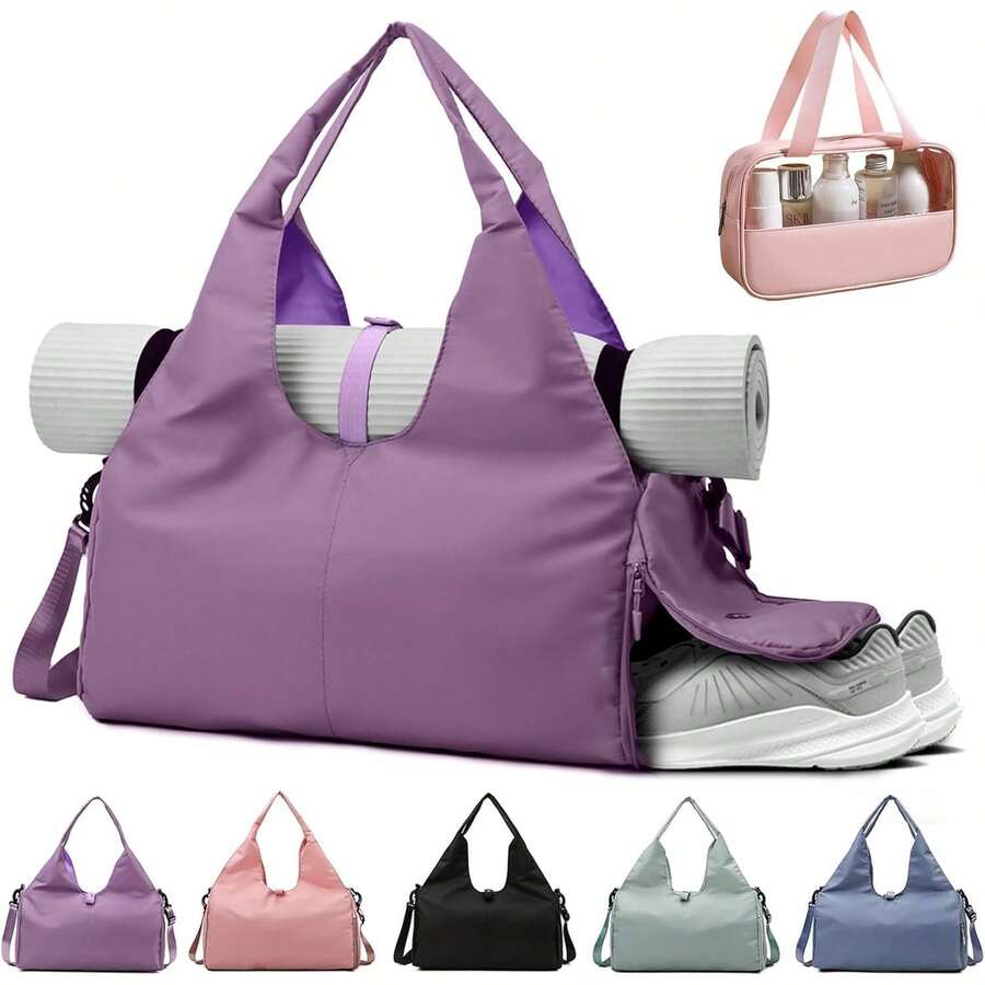 Bolsa de Yoga para Mujer, 2 Piezas Bolsa de Gimnasia con Neceser, Bolsa Deportiva con Hebilla para Esterilla de Yoga, Adecuada para Gimnasio, Viajes