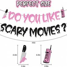 Halloween Horror Movie Banner "Do You Like Horror Movies", Thriller Scream Theme Party Bunting, Halloween Night Birthday Party Hanging Decor, Haunted House Wall & Door Decor, Spooky Party Decoration - BOO Banner - View 8