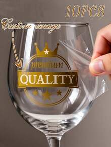 1/10pcs Personalized UV Transfer Labels, Anniversary Theme Customized, Gold Foil Crystal Stickers, Adhesive Stickers For Cups, Bottles, Laptops, Gift Boxes, Wedding Brand Upload Design Customized Logo Labels - Multicolor - View 9