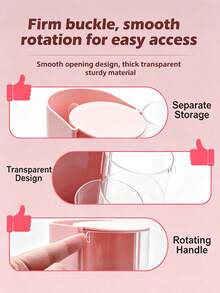 2/3 Layer 180° Rotating Desktop Storage Box, Makeup Brush & Puff Holder, Multi-Layer Egg-Shaped Makeup, Hair Ties, Cosmetics Organizer, Rotating Multi-Layer Transparent Hair Accessory Storage Box, Dust-Proof Plastic Material, Rotating Design, Clear Visibility, Suitable For Back-To-School Storage Needs, Perfect Gift Choice, Back-To-School Essential - View 7