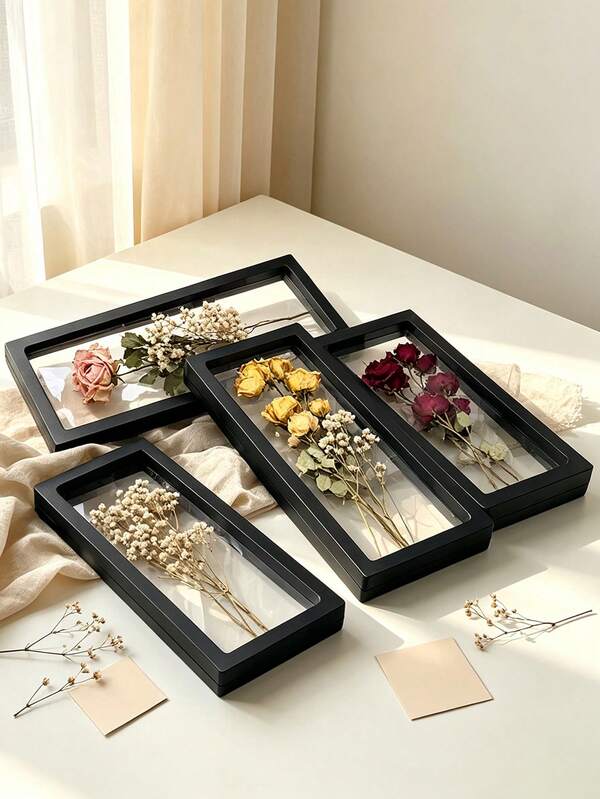Dried Flower Display Stand, Transparent Floating Specimen Photo Frame, Rose Preservation Rectangular Shadow Box Frame, DIY Dried Flower Home Desktop Decor, Rectangular Transparent Shadow Box Frame, Rose Dried Floating Specimen Display Cabinet, DIY Dried Flower Photo Frame, Desktop Home Decor, Romantic Keepsake, Couple Gift, Wall Decor, Keepsake, Valentine's Day Gift, Romantic Gift, Gift For Her