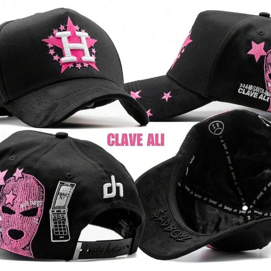 Gorra SadBoy X CH Edición Colaboración, Estilo Y2K Sweet Cool, Bordado 3D, Streetwear Americano Hip Hop, Gorra de Béisbol Tipo Dad Hat Unisex Ajustable - Albaricoque - Ver 1