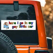 Cute Pattern Car Sticker "Driving My Little Car Off" Funny Slogan Waterproof Vinyl Decal For Car Windows - Decorative Stickers - View 1