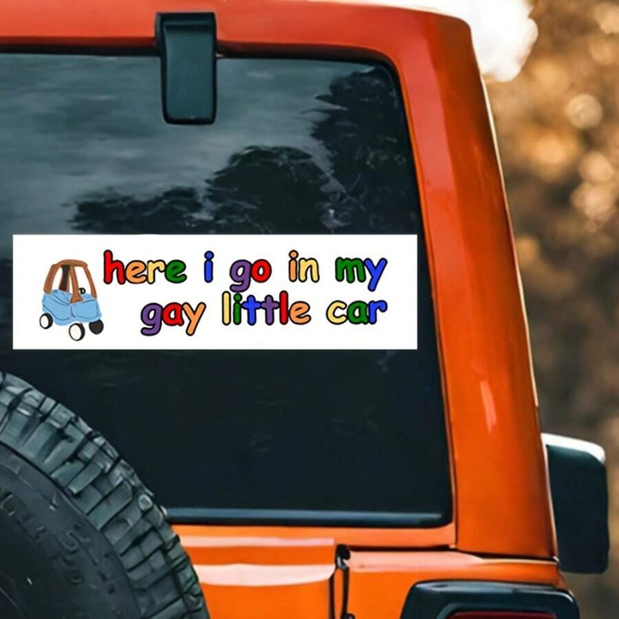 Cute Pattern Car Sticker "Driving My Little Car Off" Funny Slogan Waterproof Vinyl Decal For Car Windows - Decorative Stickers - View 1
