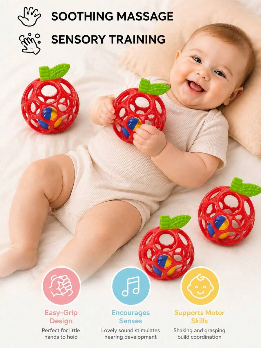 Mainan Bayi Lembut, Bola Genggam, Mainan Gigit Bayi yang Lucu dan Berwarna Cerah, Mainan Bayi, Perlengkapan Bayi, Kebutuhan Bayi untuk Usia 0-12 Bulan, Bayi Baru Lahir, Waktu Tengkurap, Pembelajaran Dini - MultiWarna - View 1