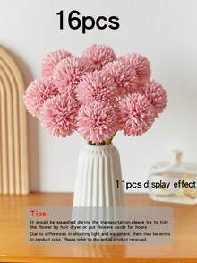 8/16pcs Artificial Chrysanthemum, Dandelion, Hydrangea Bouquet, Suitable As Gift For Friends, Bride, Used For Wedding Decoration, Home, Office, Cafe, Party - Pink - View 13