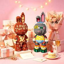 4900pcs DIY Micro Building Blocks Rabbit Kit, Large‑Size 3D Bricks Figure, Stress‑Relief Assembly Toy, Colorful Rabbit Model, Desktop & Home Room Decor, Ideal Birthday Holiday Back‑To‑School Gift For Teens & Adults - Multicolor - View 4