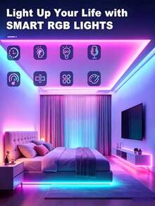 2 Modos de Control: Control Remoto de 44 Teclas y Control por APP de Smartphone, Tira de Luz LED RGB Sincronizada con Música Controlada por APP Inteligente con Control Remoto, Adecuada para Dormitorio, Habitación, Decoración del Hogar, Fiesta, Vacaciones y Otras Ocasiones, Decoración de Habitación, Decoración del Hogar, Decoración de Dormitorio, Tira de Luz LED Inteligente con Control Remoto de 44 Teclas - Multicolor - Ver 6