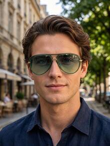 1 Pair Men's Aviator Glasses, Fashionable & Unique High-End Style For Driving, Travel And Outdoor Activities - Multicolor - View 11