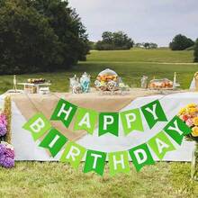 Green Happy Birthday Banner, Green Plant Theme Birthday Party Decoration Hanging Flag, Suitable For Birthday Garland, Room Hanging Decoration, Etc. - Green - View 6