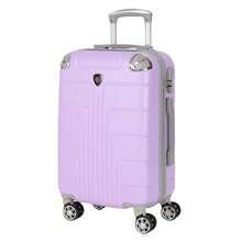 Maleta Rígida de Viaje Equipaje de Cabina con Candado de Seguriad, 4 Ruedas Giratorias Desmontables, Esquineros Antigolpes, Maleta Carry On Amplio Espacio - Púrpura malva - Ver 8