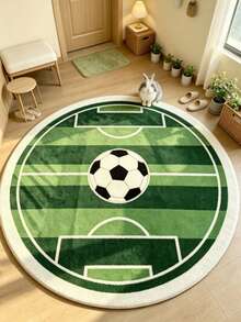 1pc Green Round Soccer Field Decorative Carpet, Bedroom Decor, Small Rug, Carpet, Home Decor, Living Room Carpet, Living Room Small Rug, Bedroom Carpet, Living Room Home Decor, Outdoor Carpet, Washable Carpet - Multicolor 8 - View 5