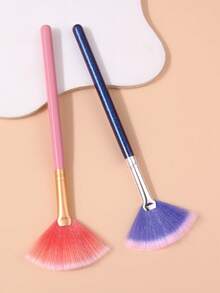 Conjunto de Pincéis Iluminadores em Formato de Leque,Cerdas Ultrafinas em Formato de Leque para Iluminação Precisa das Bochechas,Blush Suave & Contorno Leve - Multicolorido - Visão 3