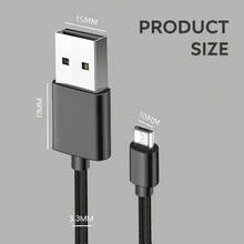 DATA FROG Compatible With PS 4 Controller Charging Cable Micro Usb Data Cable Wireless Controller Charging Cable 1/2/3 M Cable - Black 1m - View 4