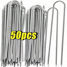 U-Type Garden Staples Heavy-Duty Fence Tubing Stakes Sod Pins Galvanized Landscape Spike For Holding Lawns Barrier Ground Nail - Multicolor - View 1