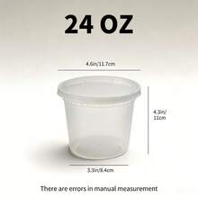 FookmeKag [48pcs] Food Storage Containers-16oz,24oz,32oz,Clear Plastic Containers (With Lids), For Storing Salads, Soups, Etc.|Stackable| Leak-Proof,Microwave/Dishwasher  Perfect For Halloween/Christmas Parties, Camping Trips, Back-To-School Parties, Etc. - 規格 - 查看 10