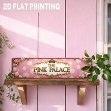 2D平面印刷「THE PINK PALACE」Logo裝飾掛牆金屬牌，適用於居家、農舍風、浴室、咖啡廳、車庫、門廊與臥室，耐用、高細節、易安裝、多功能（隨機款式） - A - 查看 4