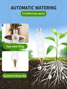 1/2件植栽愛好者專屬長葫蘆形自動澆水裝置，520ml大容量儲水，適合出差與旅行時容易忘記澆水的園藝愛好者 - 多色 - 查看 4