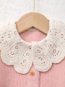 Tween Girl Colorblock Casual Versatile Daily Wear Cardigan - Pink - View 3