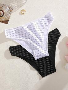 3件組女款高衩波點印花極簡舒適三角內褲內衣套裝 - 彩色 - 查看 5