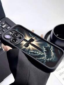 1件裝黑色雲海十字極簡個性化TPU防摔全包覆手機殼，適用於Apple 17 16 15 14 13 12 11 Pro Max Air及系列 - 彩色 - 查看 4