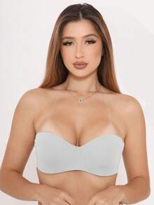 Strapless Bra With Reinforced Cups, Triple Closure, Smooth, Invisible, Seamless - 黑色,白色和米色 - 查看 4