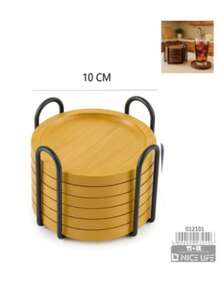 Nordic Luxury Small Coffee Table, Minimalist Modern Round Coffee Table/Side Table For Small Living Room - 6-piece Wooden Coaster Set - View 8
