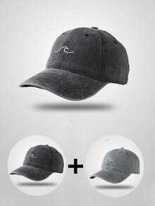 New Vintage Distressed Wavy Pattern Embroidery Baseball Cap, Casual Wave Design Sun Hat For Students And Couples - Multicolor - View 27
