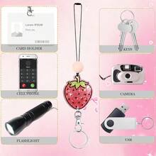 1pc Shiny Strawberry ID Badge Clip Retractable Badge Reel, Nurse Badge Holder With Rotating Clip, Work Badge Buddy Retractable Buckle, Teacher Office ID Card Lanyard With Silicone Beads, Anti-Drop Key & Badge Holder, Suitable For Healthcare Workers, Office Workers, Women's Office & Shopping - Casual Style - View 11