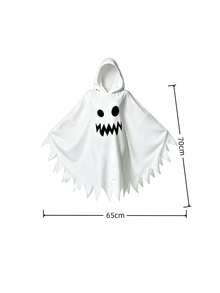 Halloween Ghost Cape Cloak Glow-In-The-Dark Ghost Face Costume Cosplay White - Multicolor - View 4