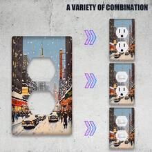 1pc 1Gang/2Gang New York City Light Switch Covers  Wall Plate Decorative Switchplate Electrical Faceplate Farmhouse Country Decor, Use Without Electricity - Rocker/Decora 11cm*7.5cm - View 6