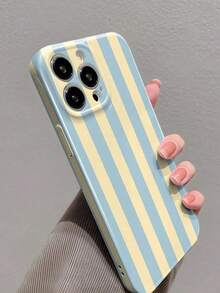 1pc Simple Girly Style Striped Pattern Perforated Glossy Film Case Full Coverage Hard Phone Case Compatible With Iphone 17 Pro, 16e, 16, 15, 14, 13, 12, 11, XR, XS,Compatible With Samsung Galaxy S26, S25, S24, S23, S22, A73, A55, A53, A35, And A34. High-End, Stylish, And Fun Phone Cases, Perfect For Daily Commutes, Afternoon Tea, Beach Vacations, Summer Outings, And Dates. - Multicolor - View 2